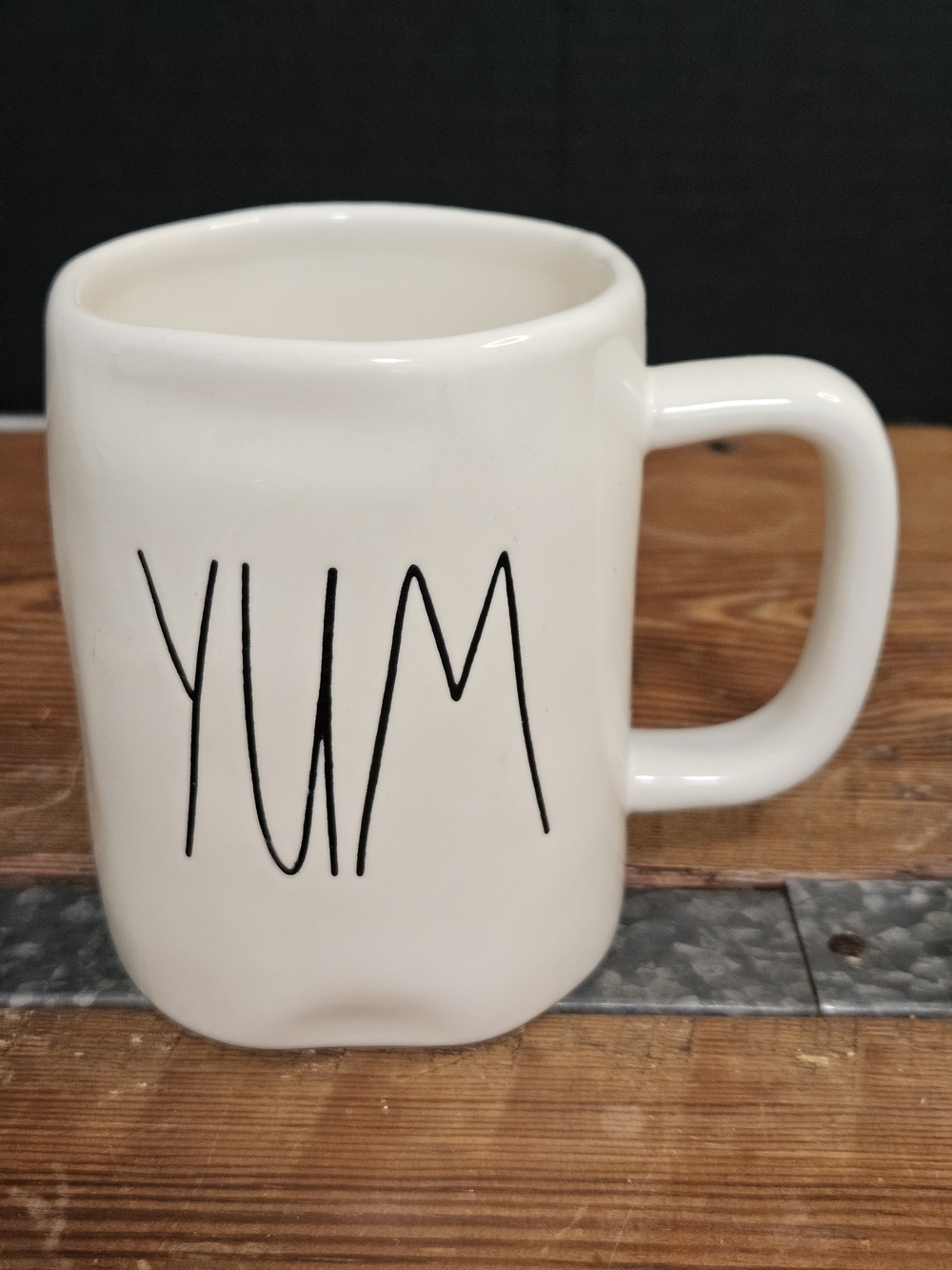 Rae Dunn White Mug with Black YUM Lettering